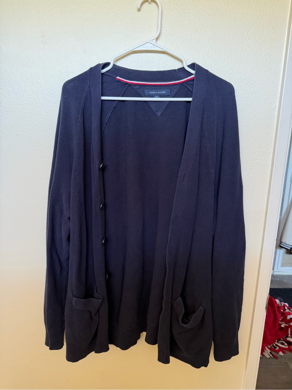 Tommy Hilfiger Men’s Navy Open Cardigan with Pocket Details